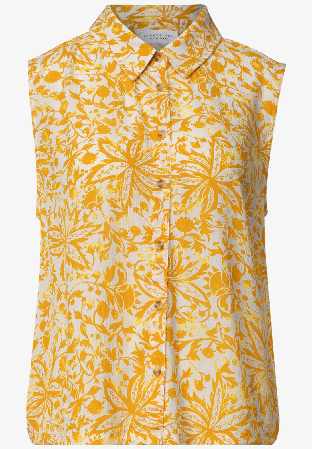 Street One Studio Top with Collar - Earthy Yellow