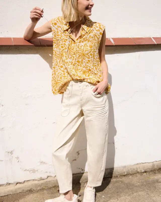 Street One Studio Top mit Kragen - Earthy Yellow