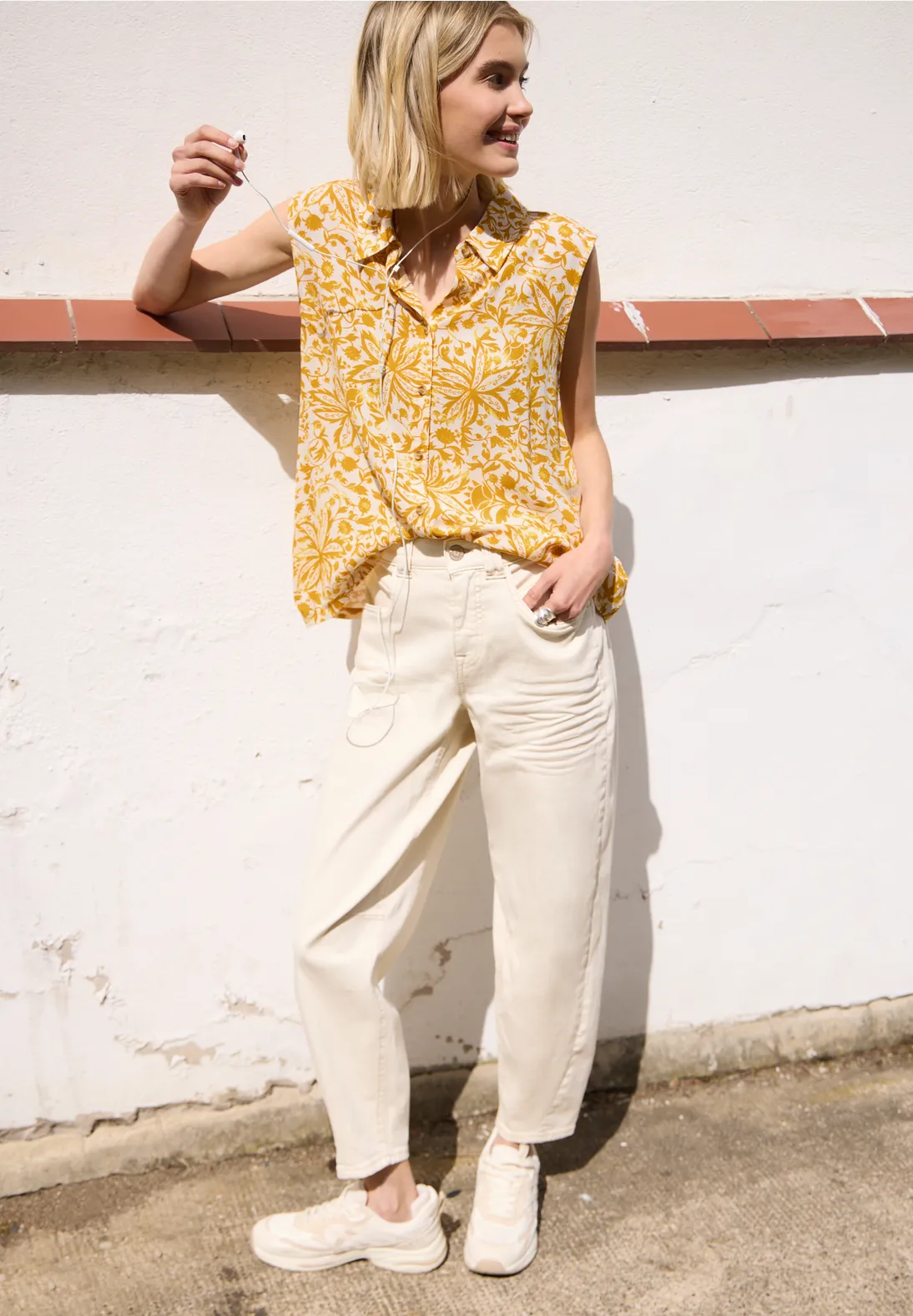 Street One Studio Top with Collar - Earthy Yellow