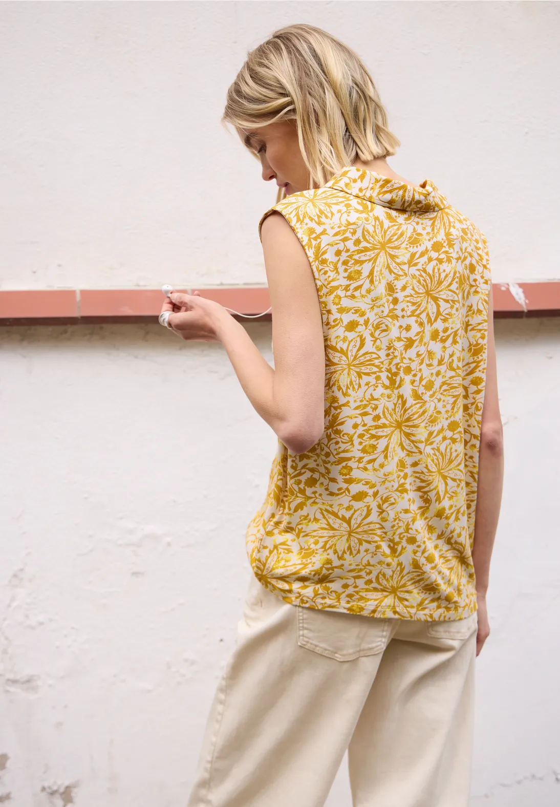 Street One Studio Top with Collar - Earthy Yellow