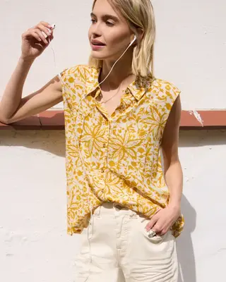 Street One Studio Top mit Kragen - Earthy Yellow