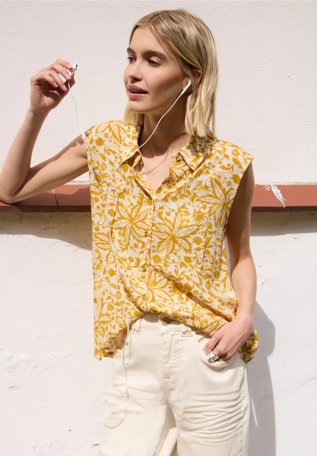 Street One Studio Top met Kraag - Earthy Yellow