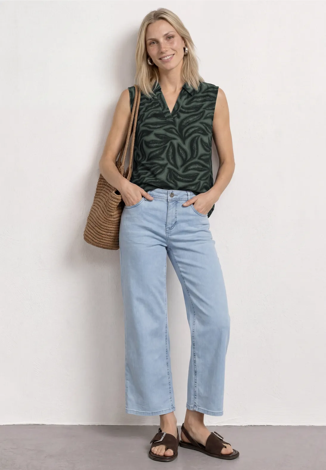 Street One Top met Print - Deep Bound Green