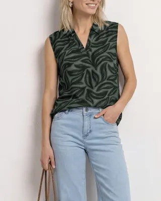 Street One Top met Print - Deep Bound Green