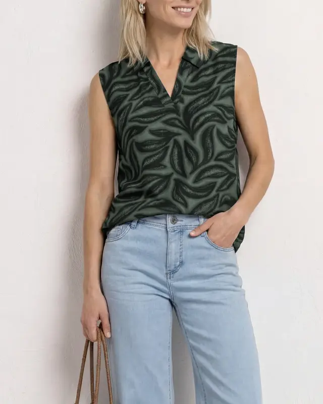 Street One Top met Print - Deep Bound Green