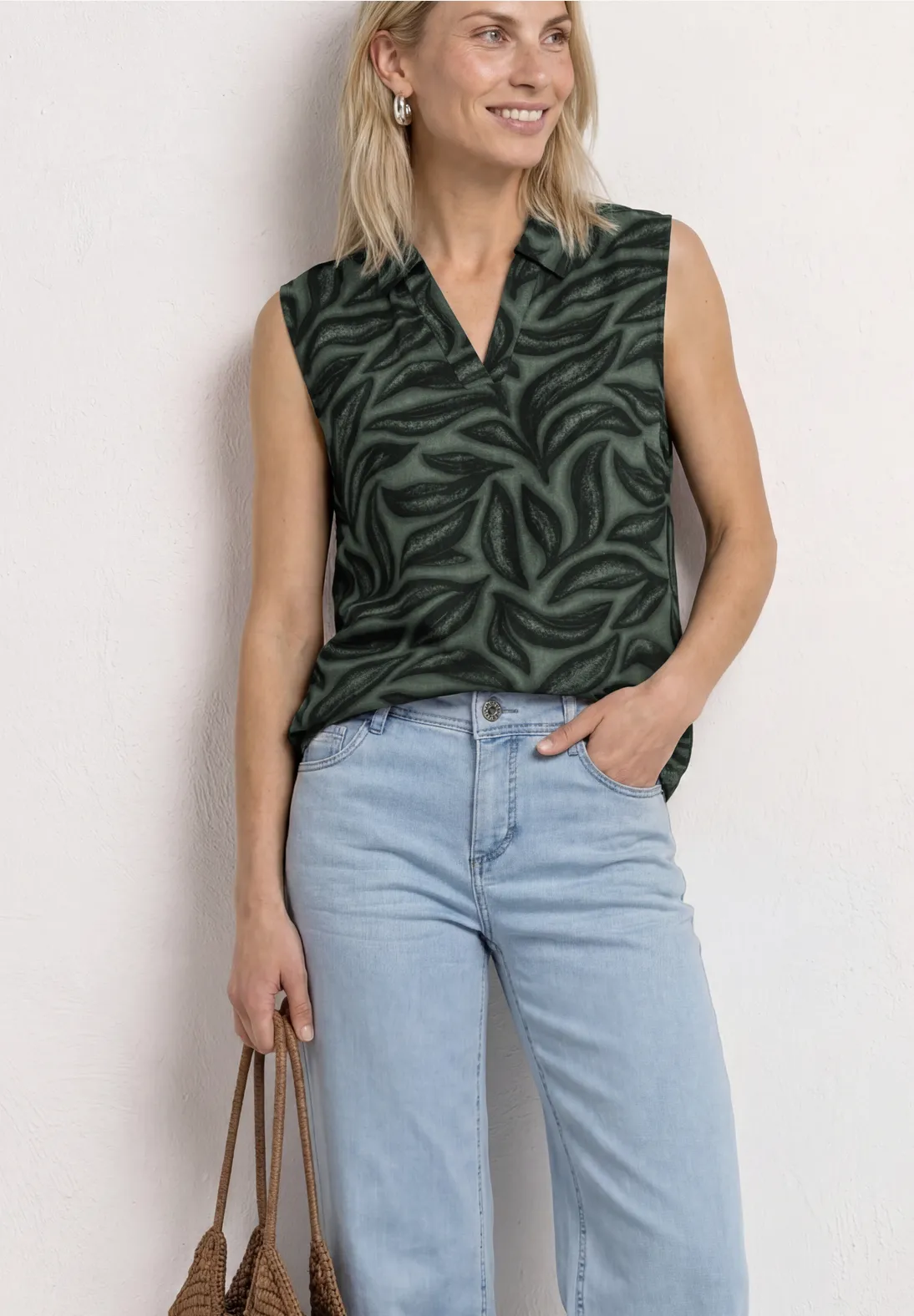 Street One Top met Print - Deep Bound Green