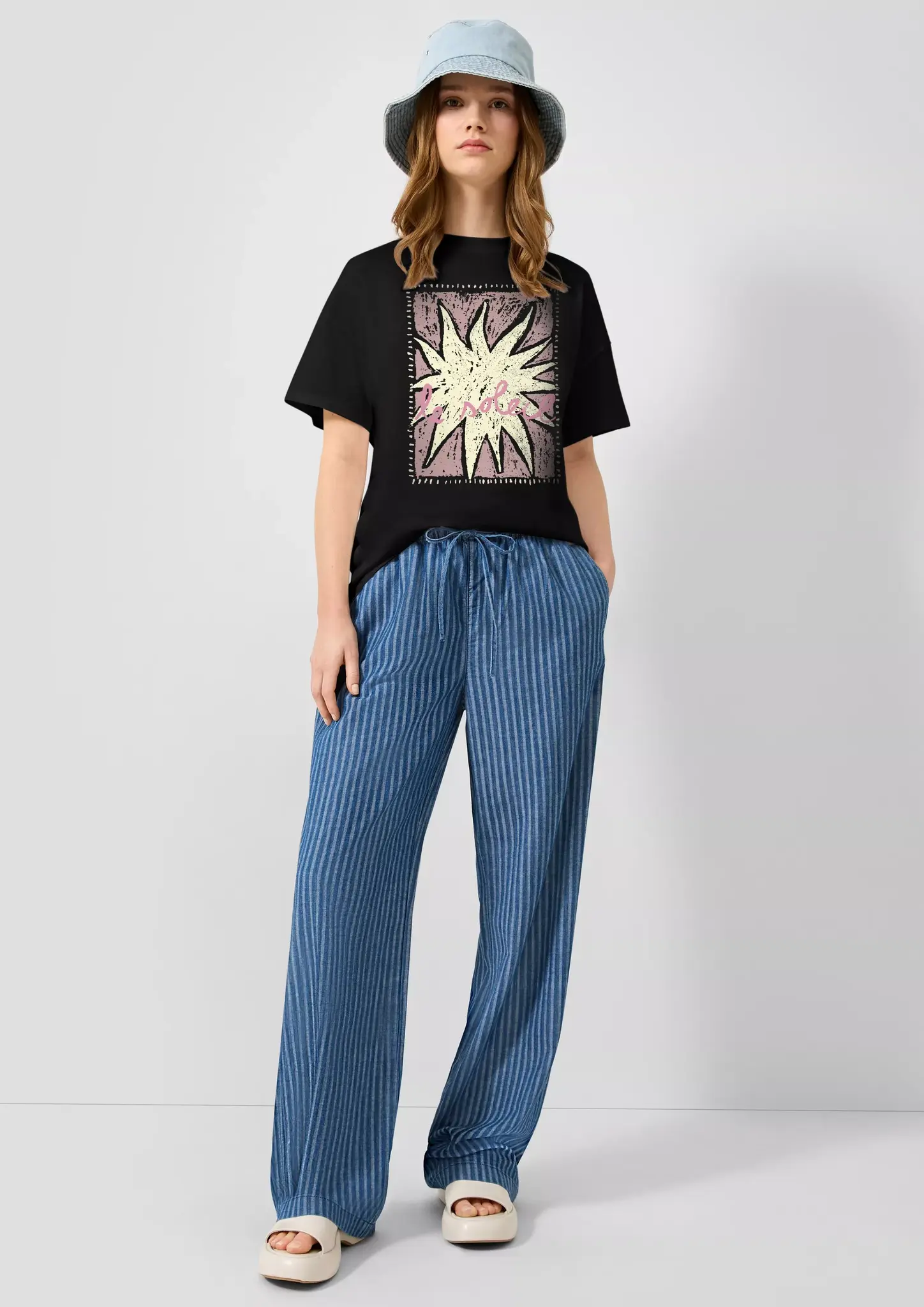 QS by S. Oliver T-Shirt Frontprint - Black