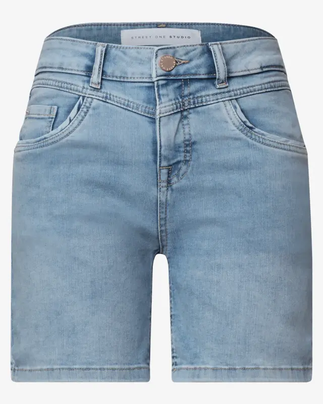 Street One Studio Straight Leg Denim Short - Light Blue Random Washed