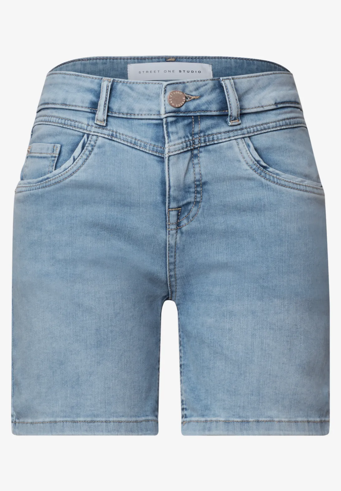 Street One Studio Straight Leg Denim Short - Light Blue Random Washed