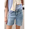 Straight Leg Denim Short - Light Blue Random Washed