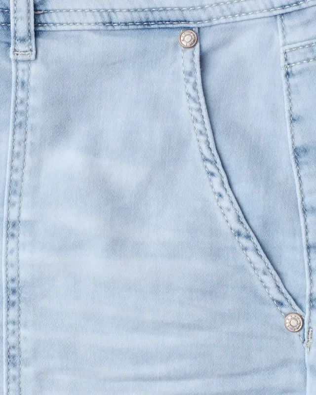 Street One Straight Leg Short - Bleached Light Blue Wash