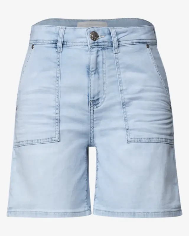 Street One Straight Leg Short - Bleached Light Blue Wash