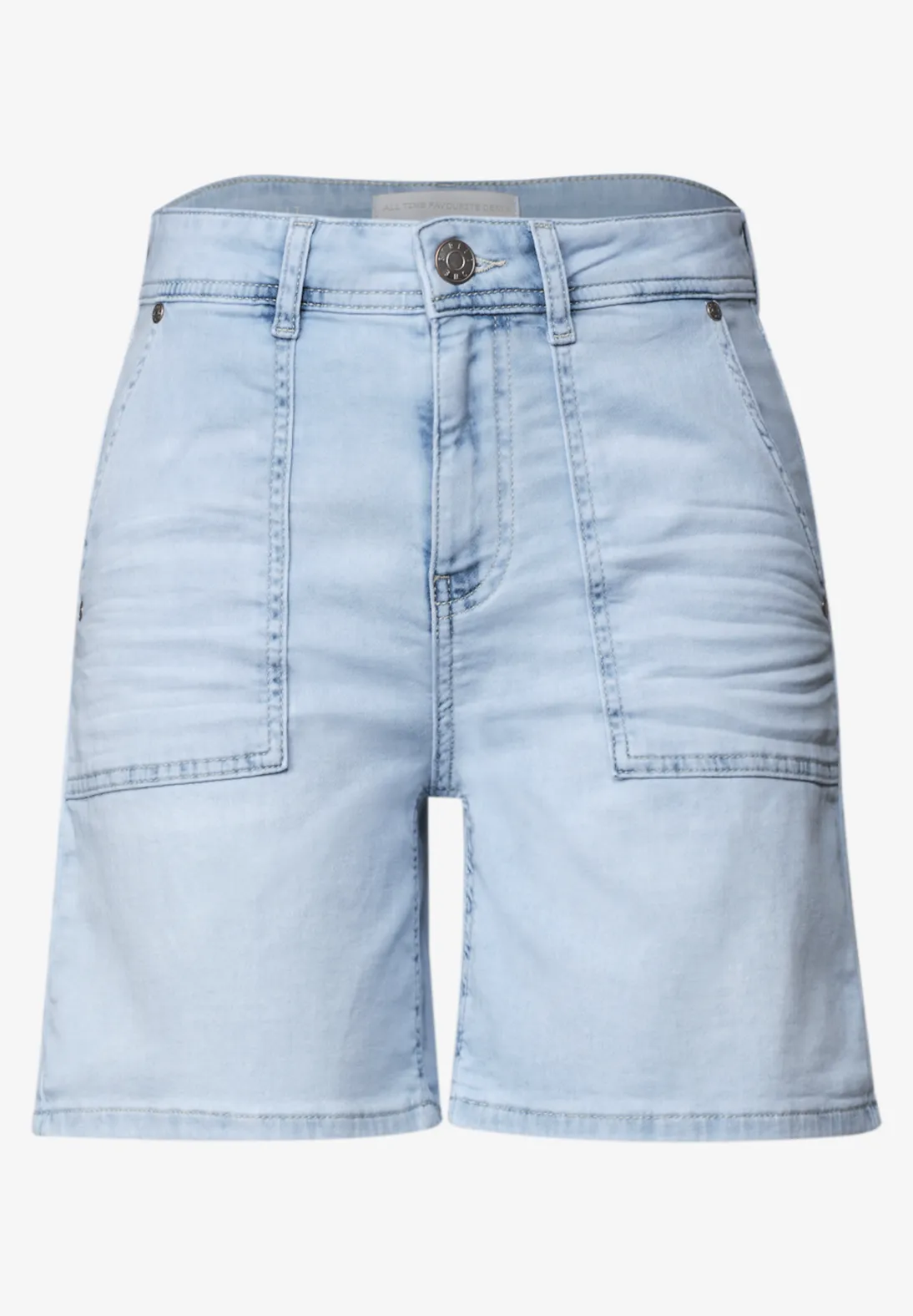 Street One Straight Leg Short - Bleached Light Blue Wash