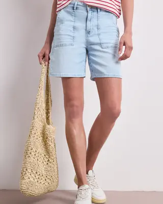 Street One Straight Leg Short - Bleached Light Blue Wash