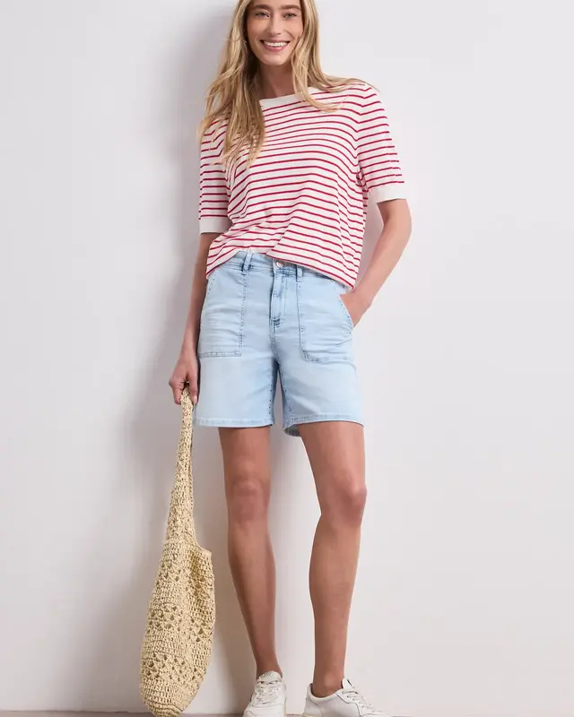 Street One Straight Leg Short - Bleached Light Blue Wash