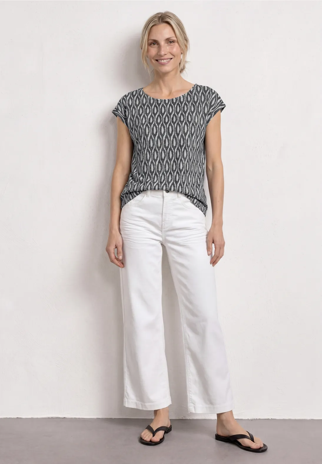 Street One Shirt Burn-Out Look - Clay Sand