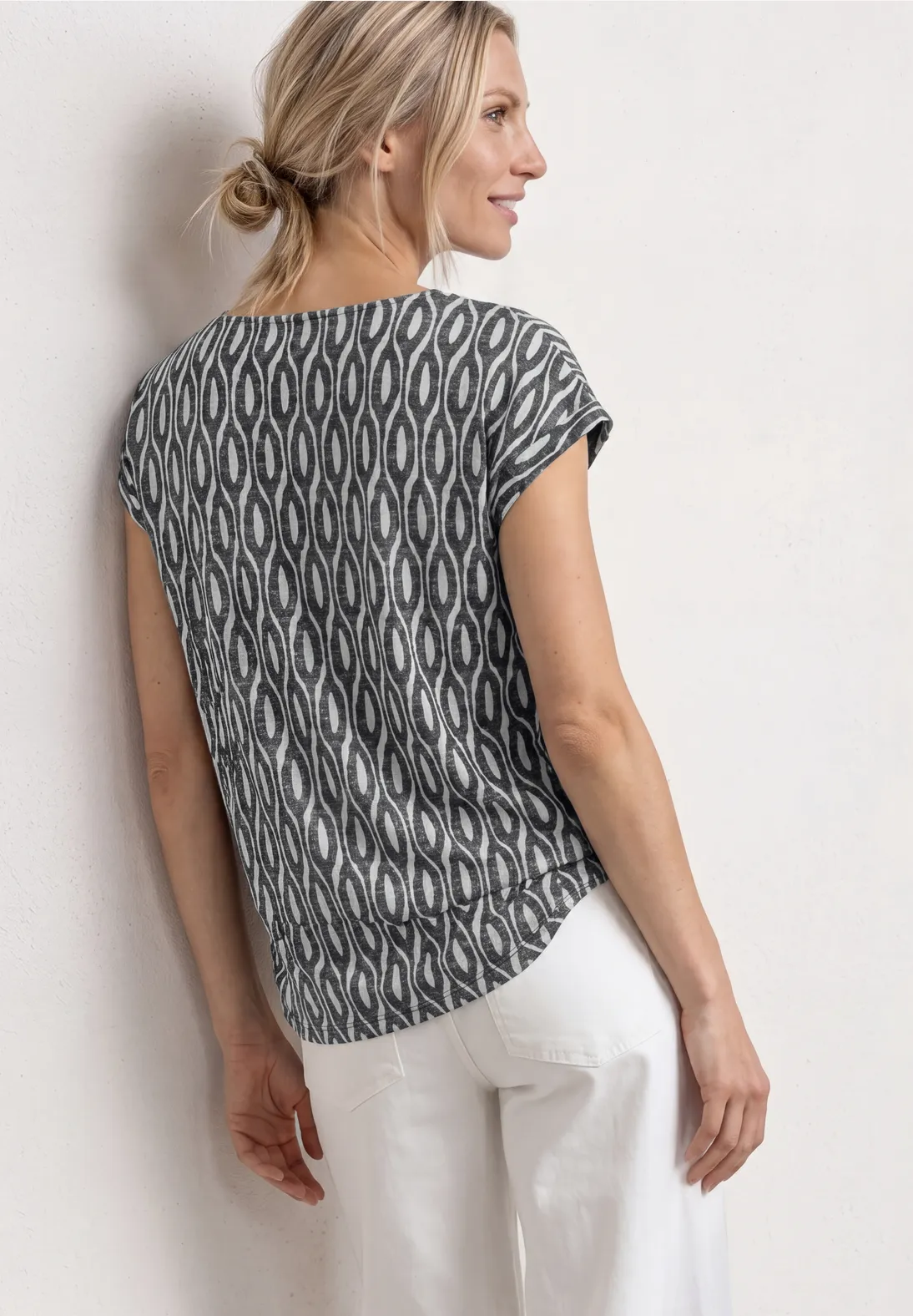 Street One Shirt Burn-Out Look - Clay Sand