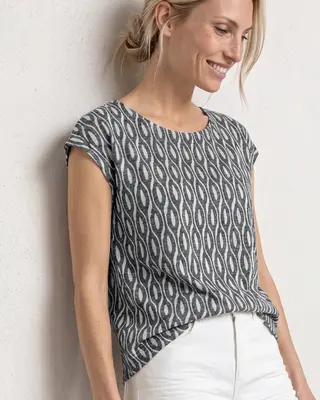 Street One Shirt Burn-Out Look - Clay Sand