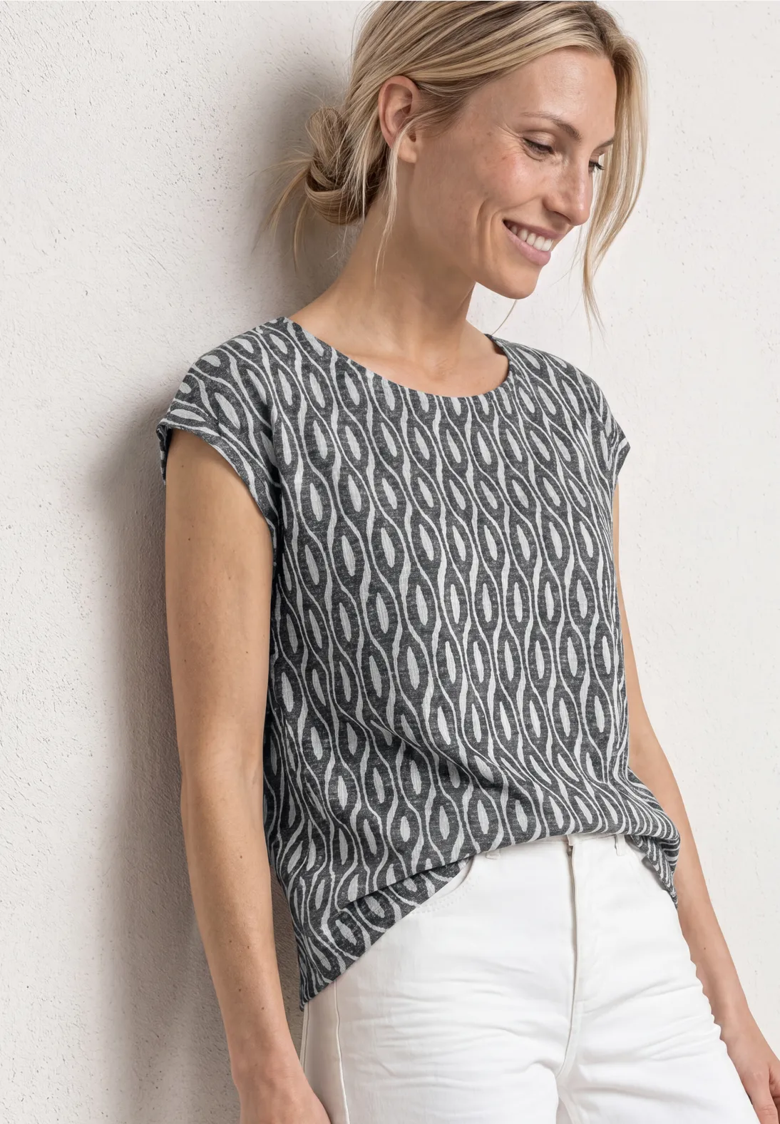 Street One Shirt Burn-Out Look - Clay Sand