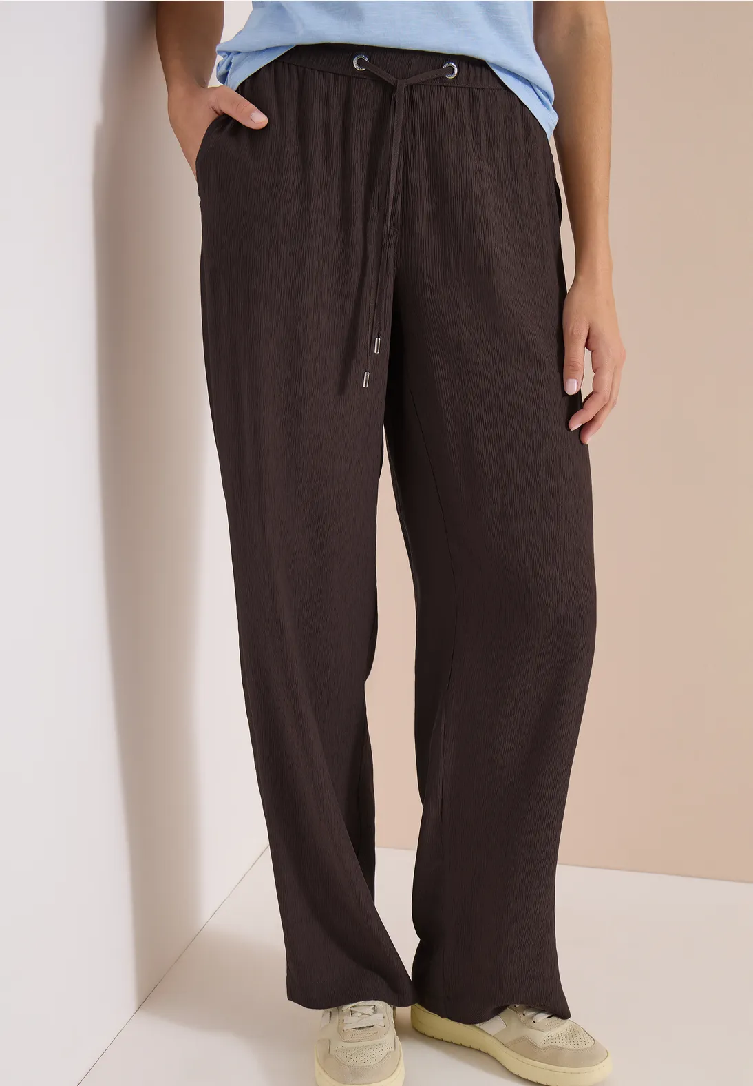 Cecil High Waist Pants - Brown Cacao