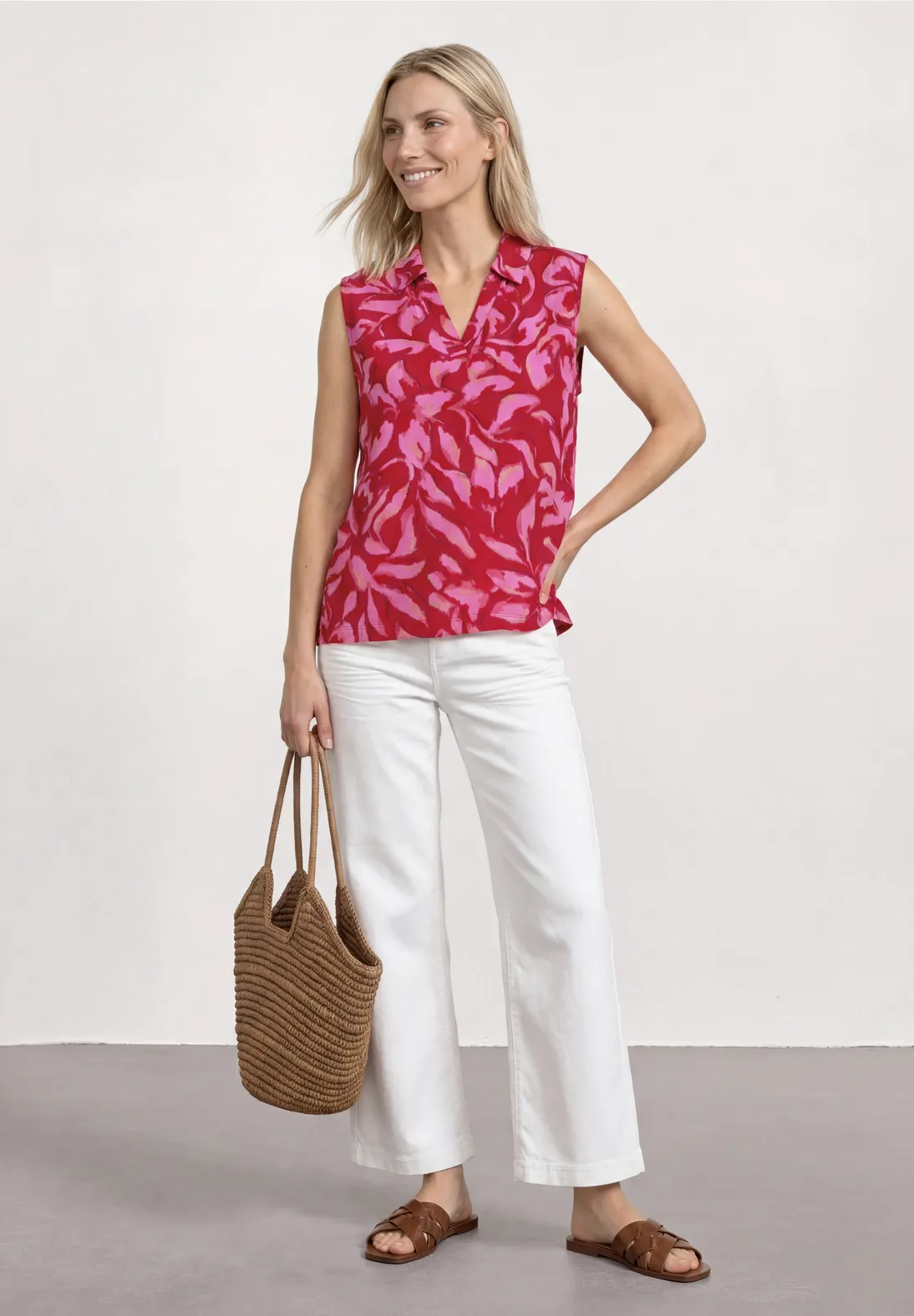 Street One Top with Print - Salsa Red