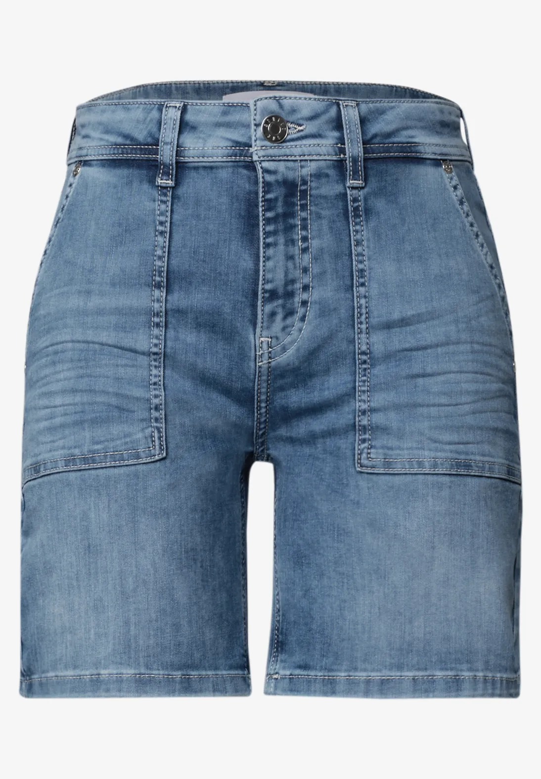 Street One Straight Leg Denim Short - Dark Mid Blue