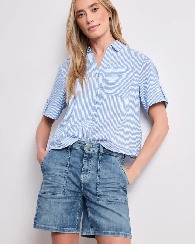 Street One Straight Leg Denim Short - Dark Mid Blue