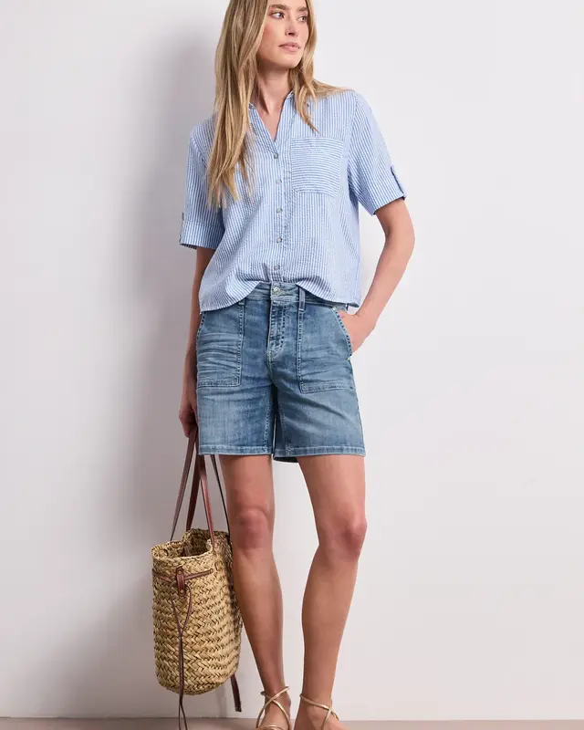 Street One Straight Leg Denim Short - Dark Mid Blue