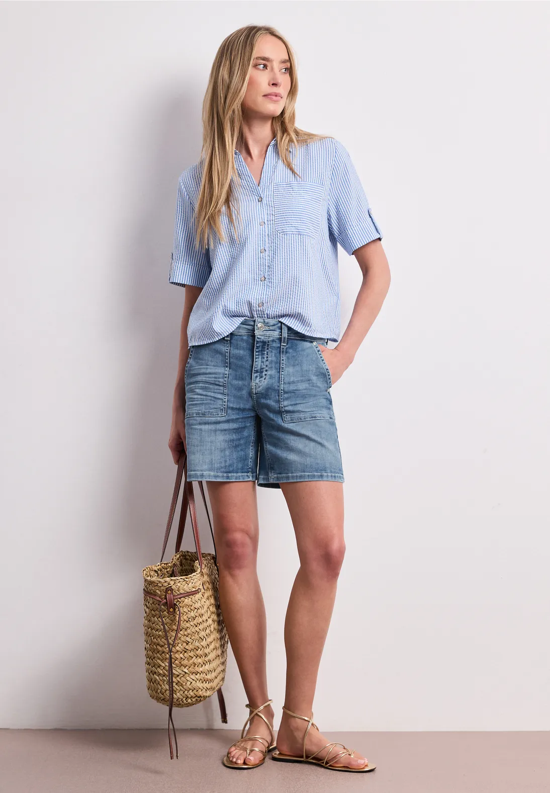 Street One Straight Leg Denim Short - Dark Mid Blue