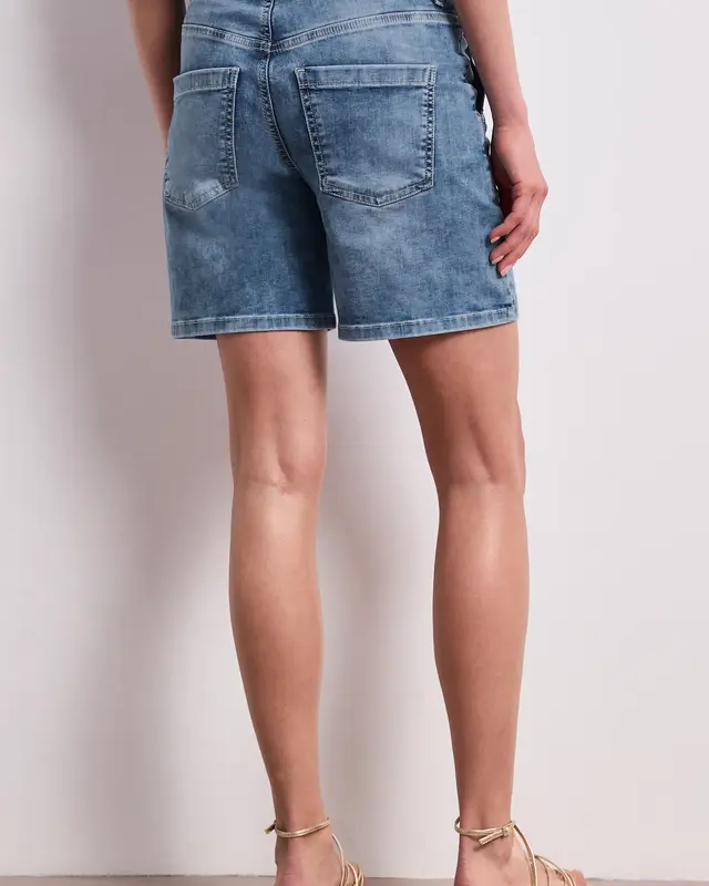 Street One Straight Leg Denim Short - Dark Mid Blue