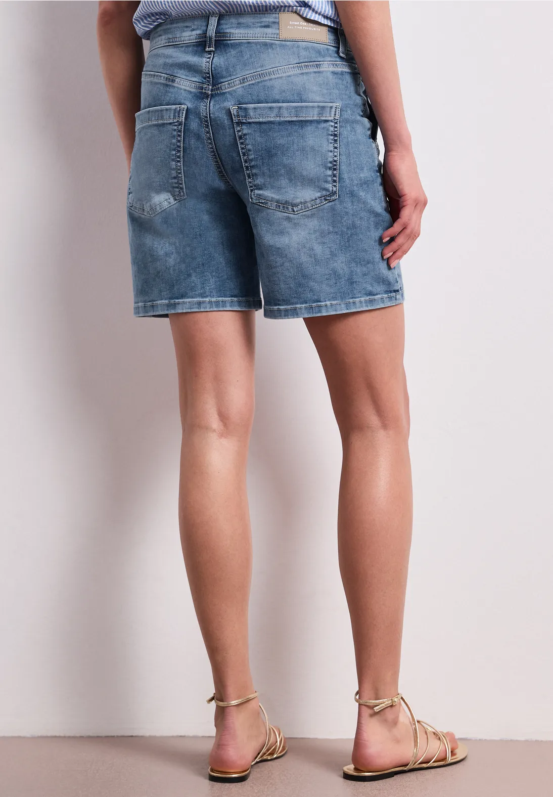 Street One Straight Leg Denim Short - Dark Mid Blue