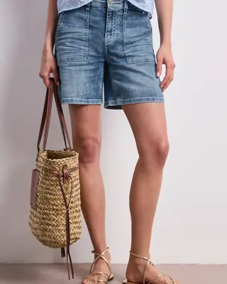 Street One Straight Leg Denim Short - Dark Mid Blue