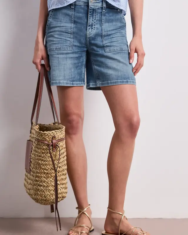 Street One Straight Leg Denim Short - Dark Mid Blue
