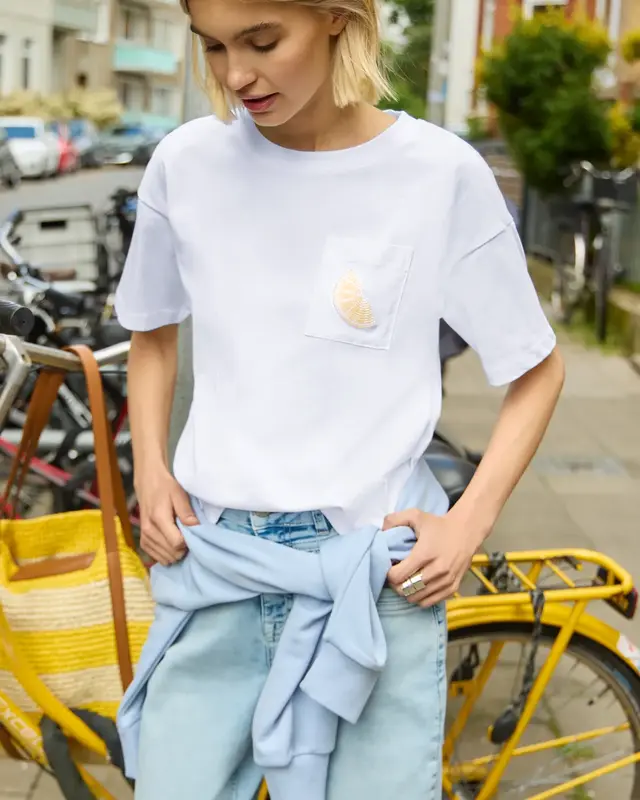 Street One Studio T-Shirt with Pearl Detail - White