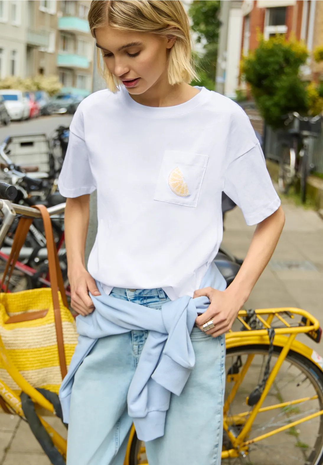 Street One Studio T-Shirt mit Perlendetail - White