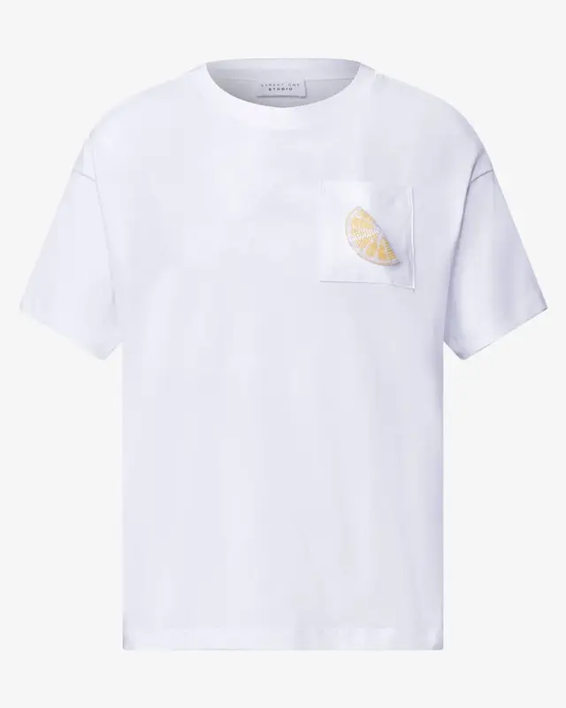 Street One Studio T-Shirt mit Perlendetail - White