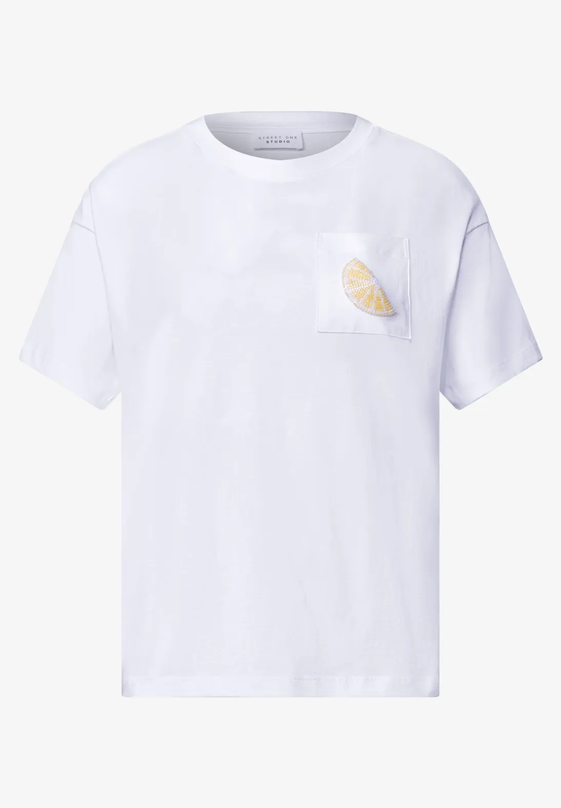 Street One Studio T-Shirt mit Perlendetail - White