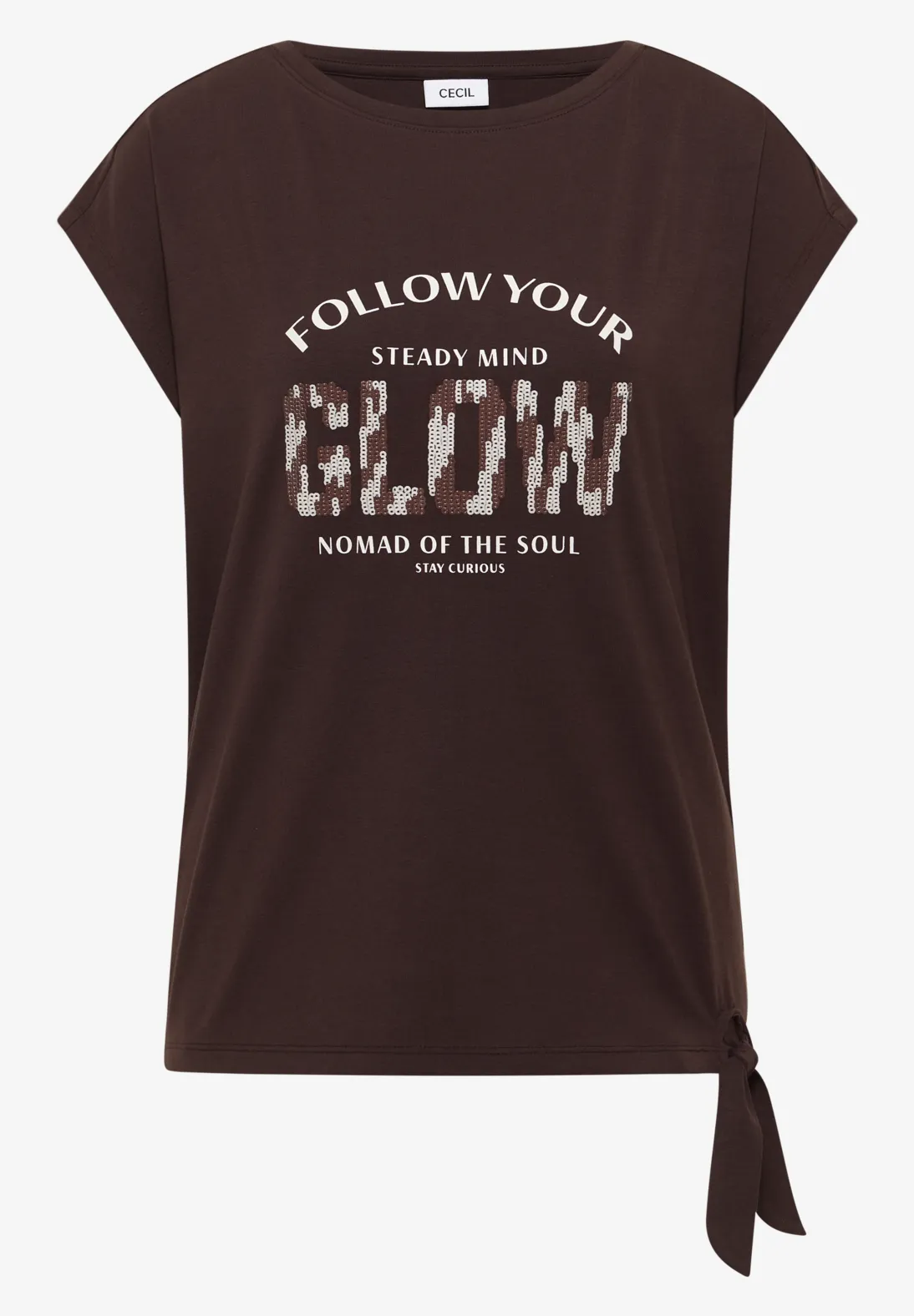 Cecil Shirt mit Knotendetail - Brown Cacao