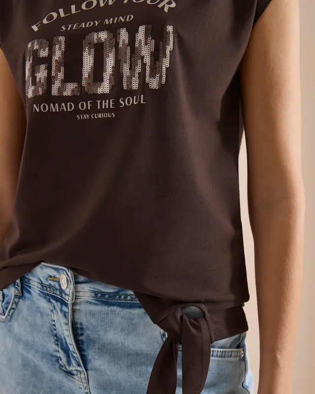 Cecil Shirt met Knoopdetail - Brown Cacao