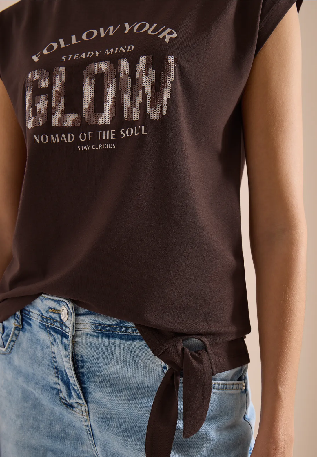 Cecil Shirt met Knoopdetail - Brown Cacao