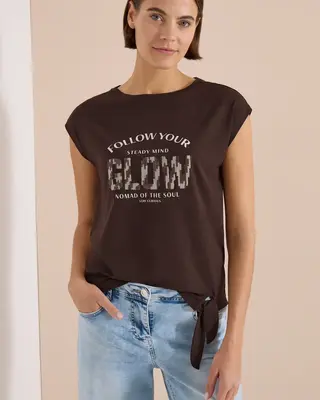 Cecil Shirt mit Knotendetail - Brown Cacao