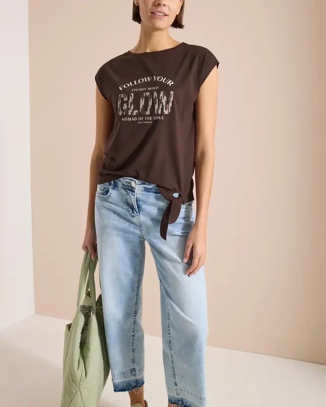 Cecil Shirt mit Knotendetail - Brown Cacao