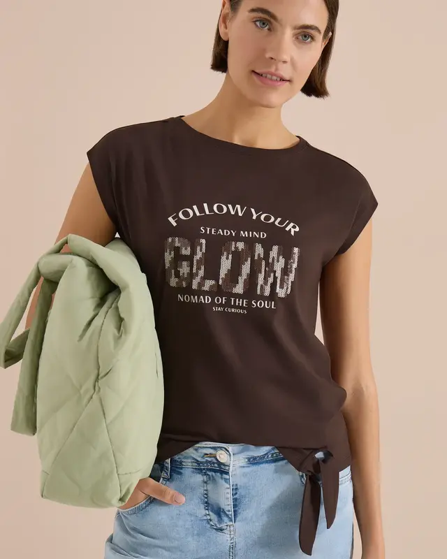 Cecil Shirt met Knoopdetail - Brown Cacao