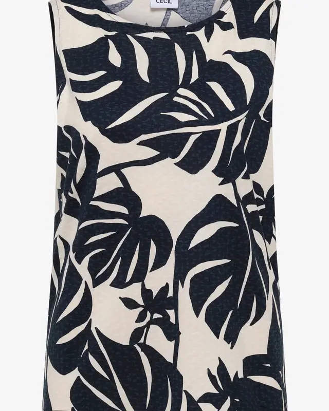 Cecil Top met Bladprint - Palm Breeze Green