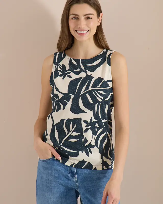 Cecil Top with Leafprint - Palm Breeze Green