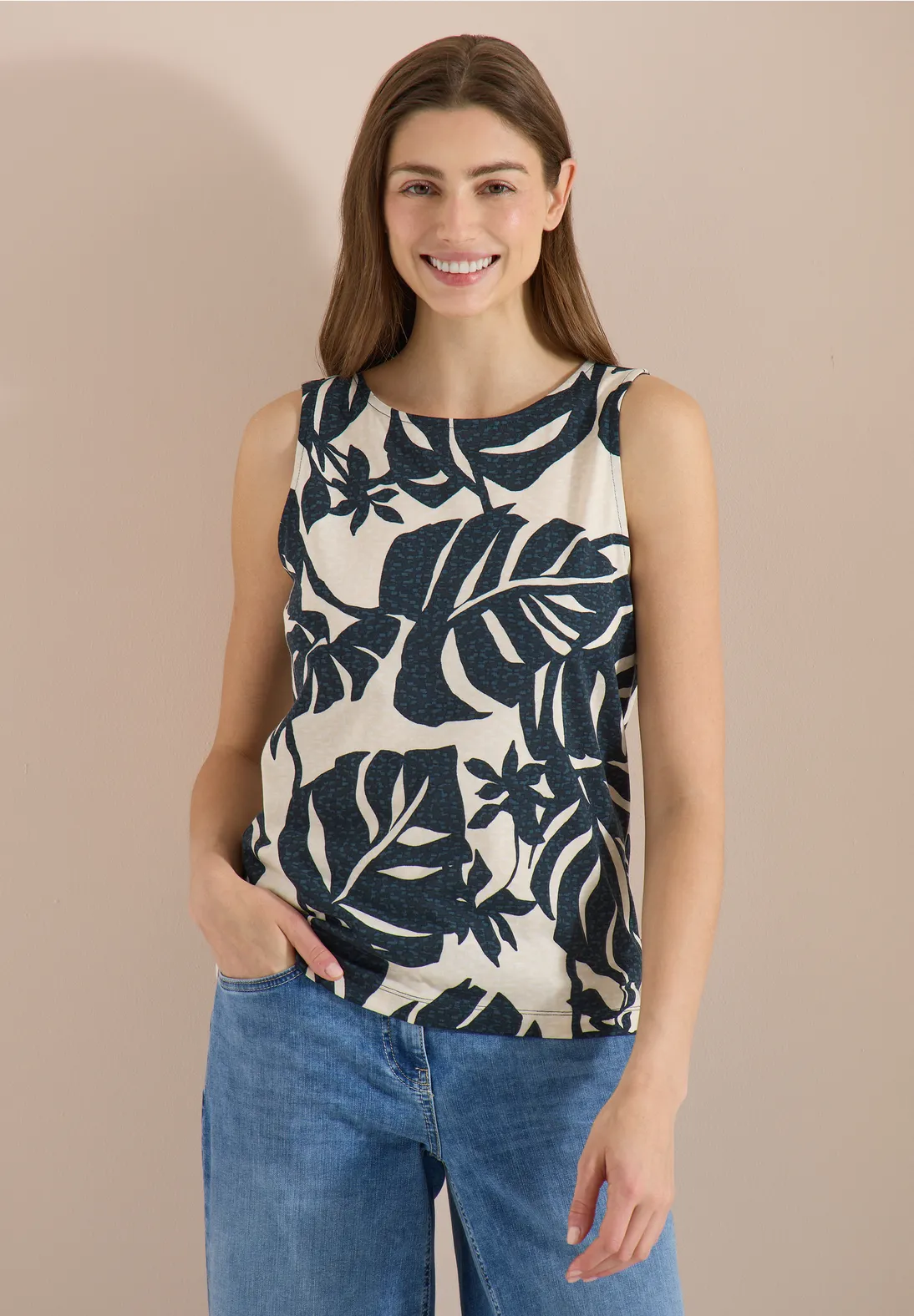 Cecil Top met Bladprint - Palm Breeze Green