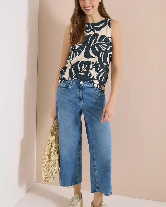 Cecil Top met Bladprint - Palm Breeze Green