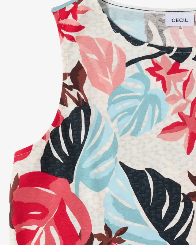 Cecil Top mit Blattprint - Light Alabaster White