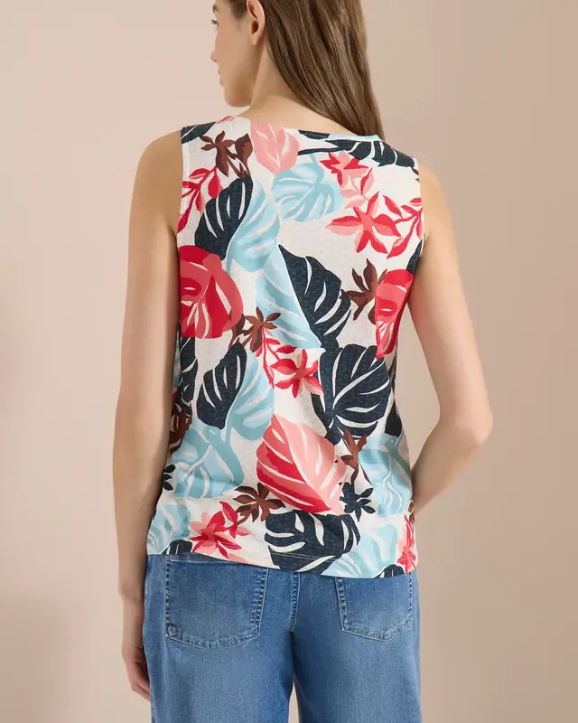 Cecil Top with Leafprint - Light Alabaster White