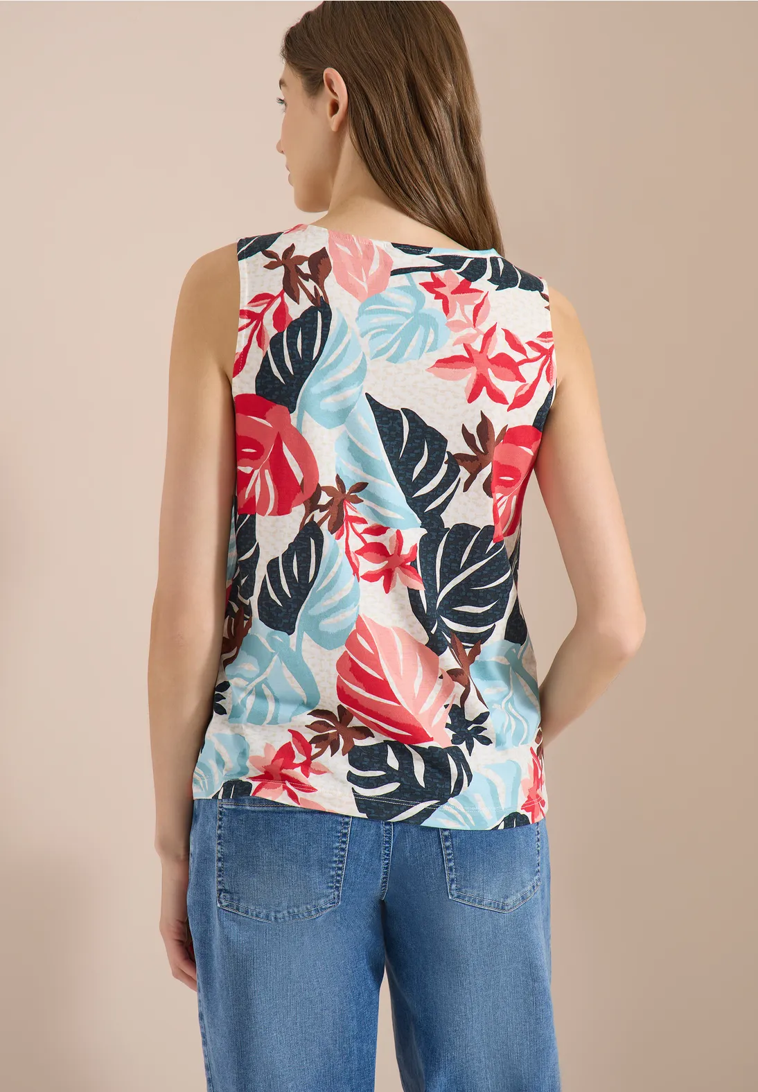 Cecil Top with Leafprint - Light Alabaster White